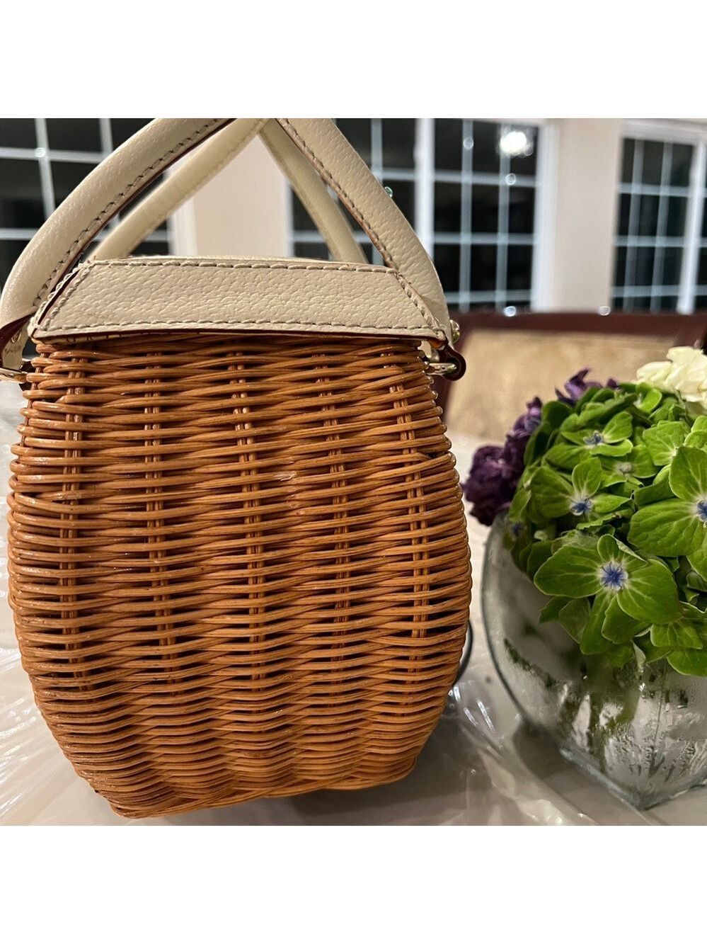 Vintage Kate Spade New York Wicker Basket Bag – Early 2000s Floral Lined - Picture 4 of 11